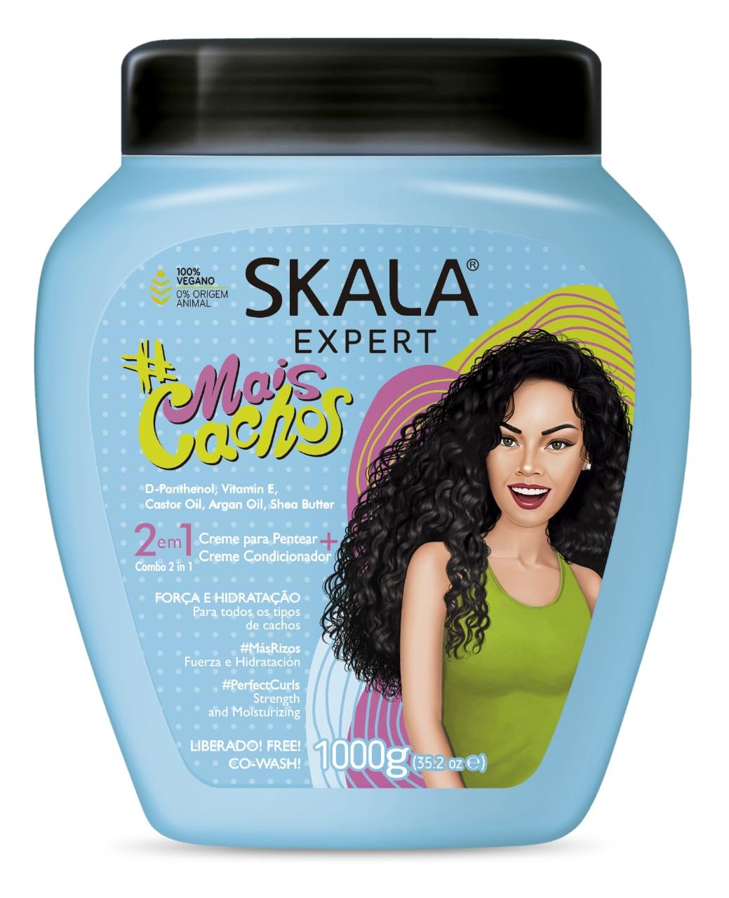 Skala 2-In-1 Conditioning Treatment Cream For Curly Hair - Anti Frizz, 35.2 Oz, Vegan