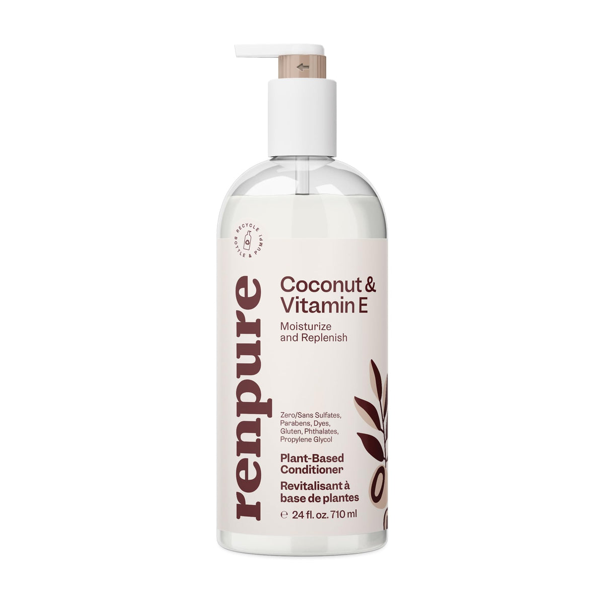 Renpure Coconut & Vitamin E Conditioner - Moisturizing, Paraben Free, 24 Fl Oz - For Dry Hair