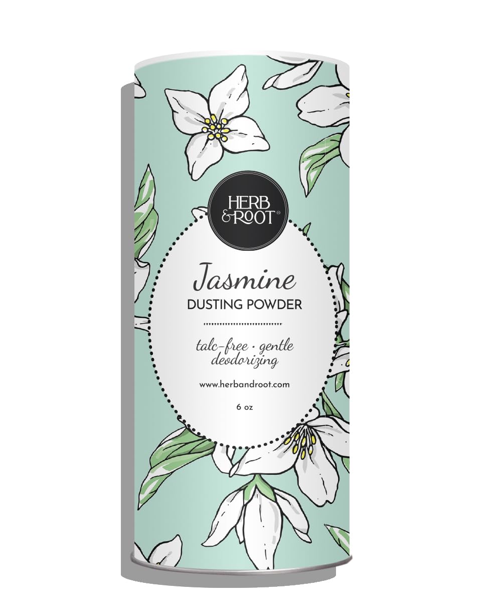 Herb & Root Jasmine Talc-Free Dusting Powder, 6Oz - Soothing Oats, Zinc & Magnesium For Deodorizing