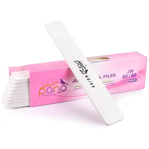 Pana 10Pcs Jumbo White Double Sided Nail Files, 60/60 Grit Emery Boards For Manicure & Pedicure