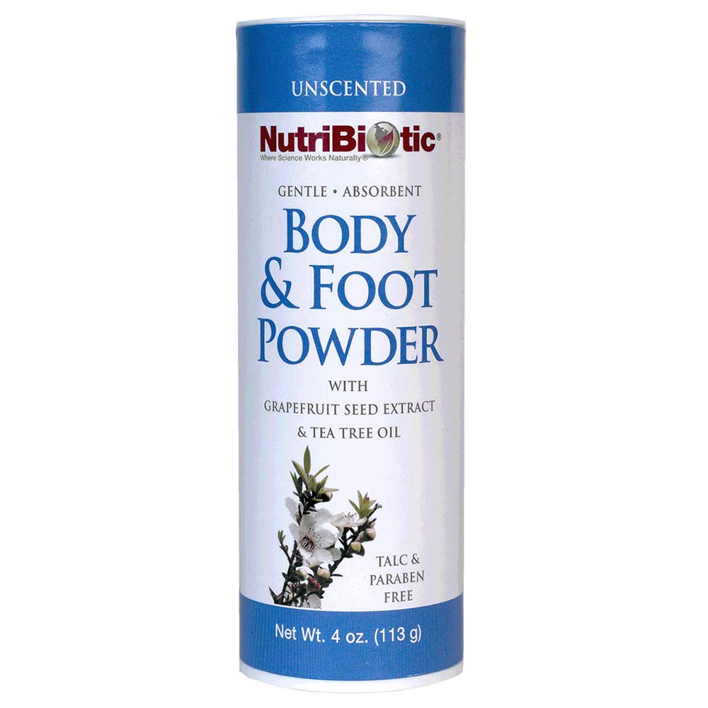 Nutribiotic Body & Foot Powder, Unscented, 4 Oz - Vegan, Talc & Gluten Free, With Tea Tree