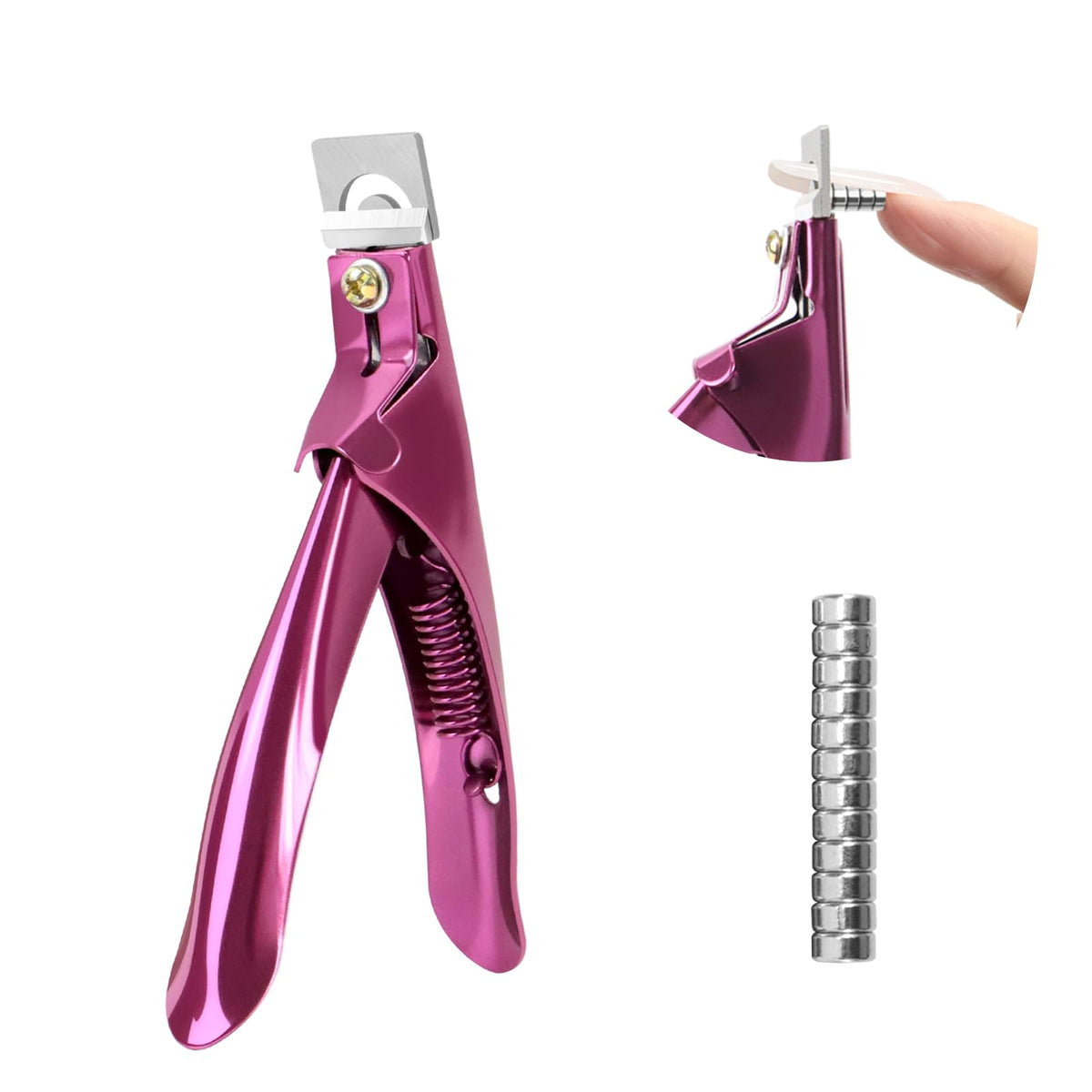 Inartato Acrylic Nail Clippers With Sizer Magnets - Professional Stainless Steel Manicure Tools, Rose