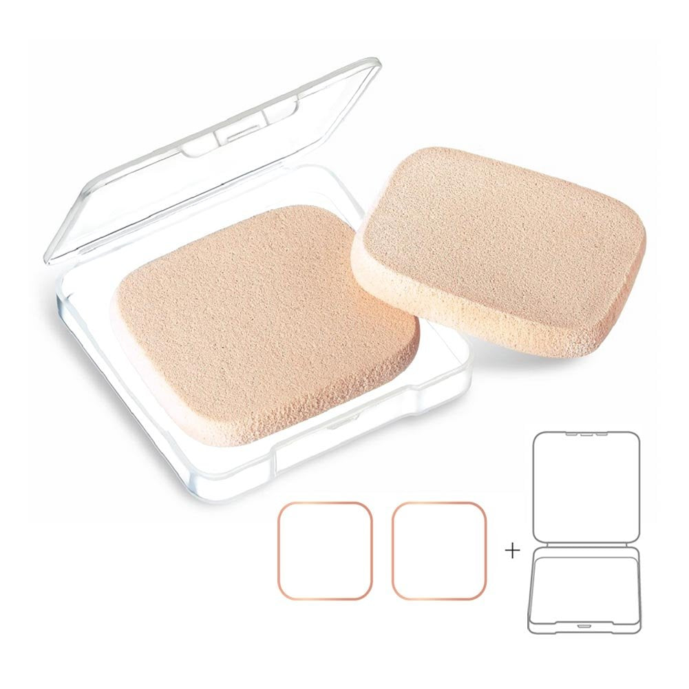 Owlfavo Kooba 2Pcs Square Makeup Sponges & Travel Case For Flawless Foundation Application