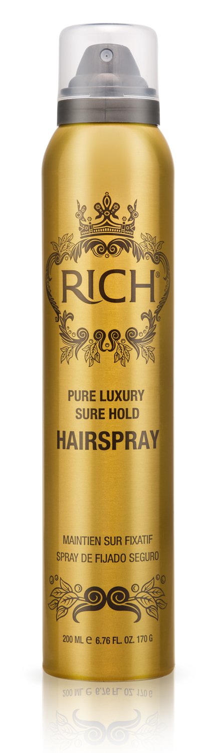 RICH Hairspray Sure Hold, 6.76 oz. - Strong Hold Hair Styling Spray for All-Day Control