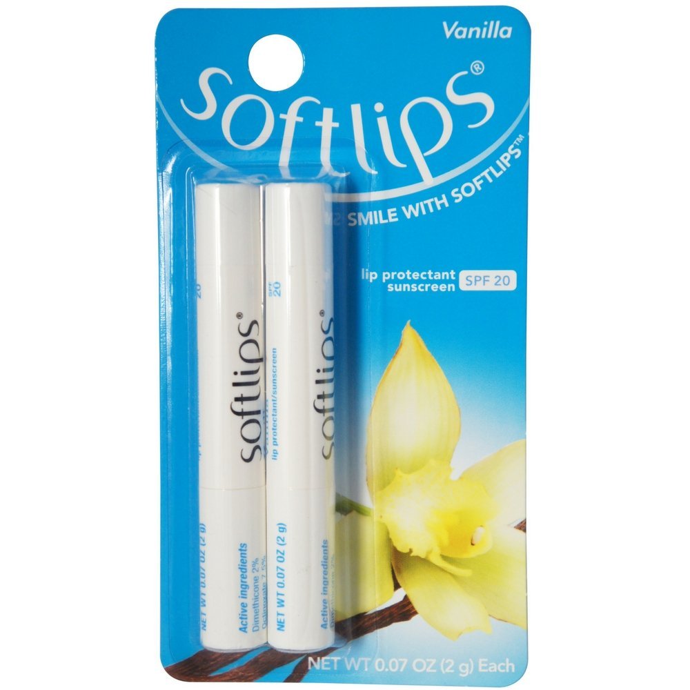 Softlips Lip Protectant/Sunscreen Spf 20, Vanilla, Pack Of 2, 0.07 Ounce Each