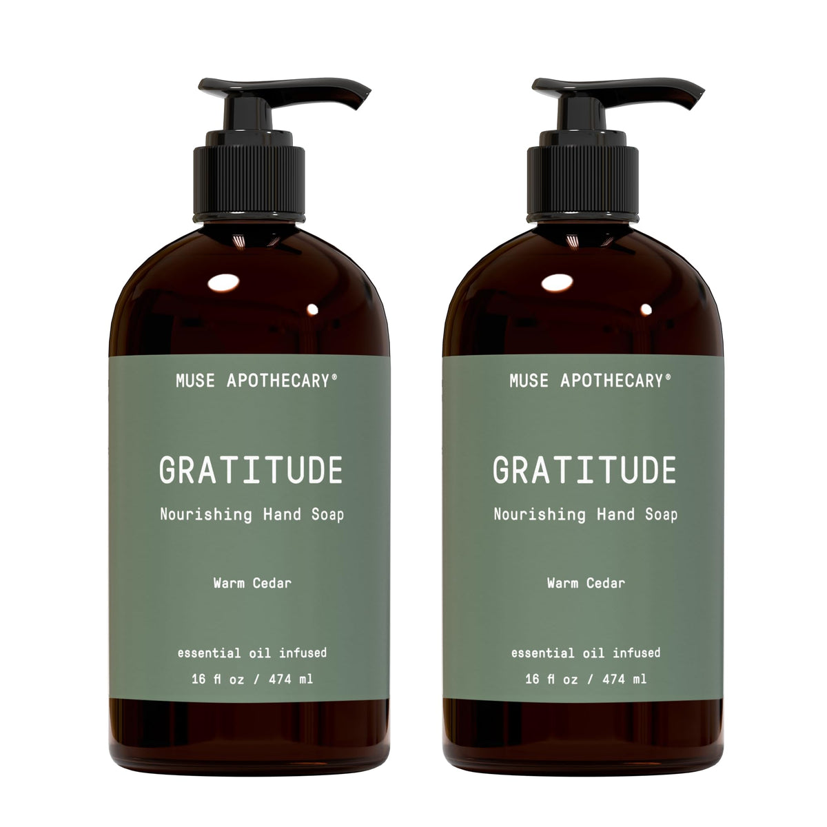 Muse Apothecary Hand Ritual - Aromatic Nourishing Hand Soap, 16 oz, Warm Cedar, 2 Pack