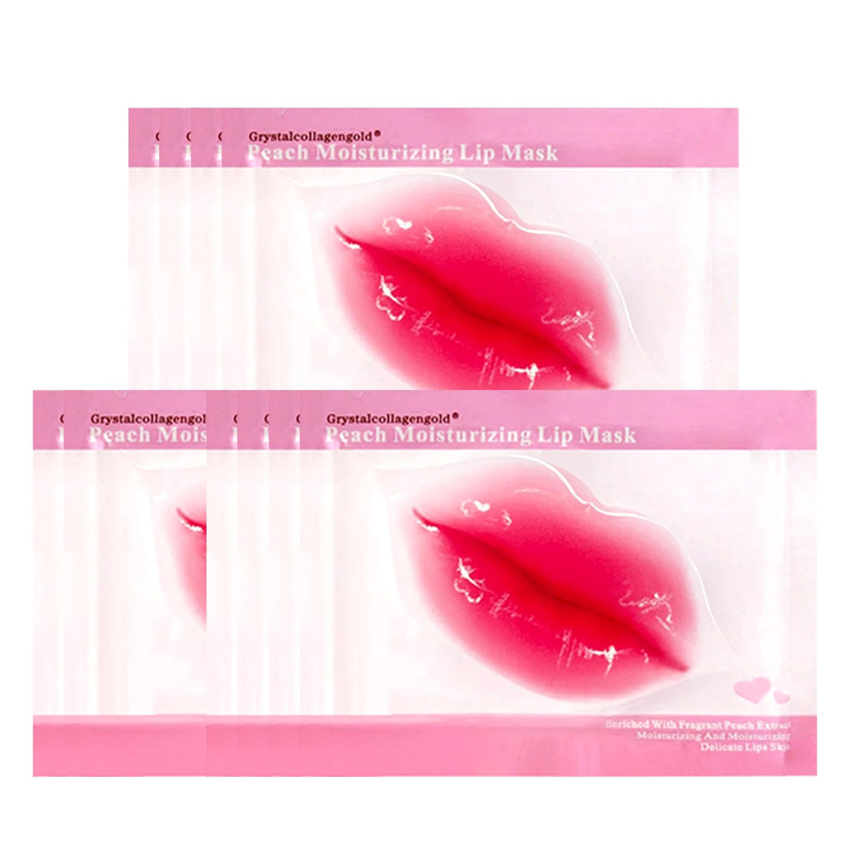 Reengull 30 Pcs Lip Mask - Collagen Gel Masks For Dry Lips, Moisturizing & Exfoliating, Peach Scent