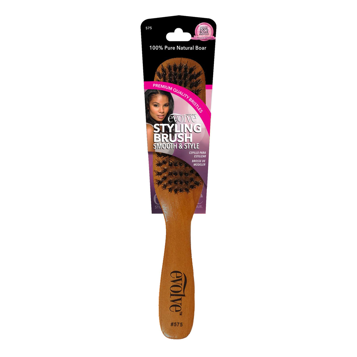 Evolve Boar Styling Brush - Brown, 1 Count, Premium Boar Bristles for Smooth Styling