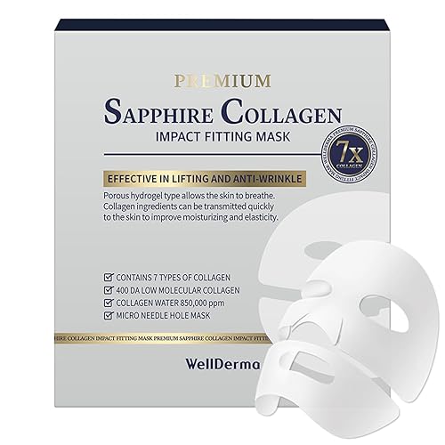 Wellderma Sapphire Collagen Face Mask 16Ea - Hydrating & Firming Korean Hydrogel Mask