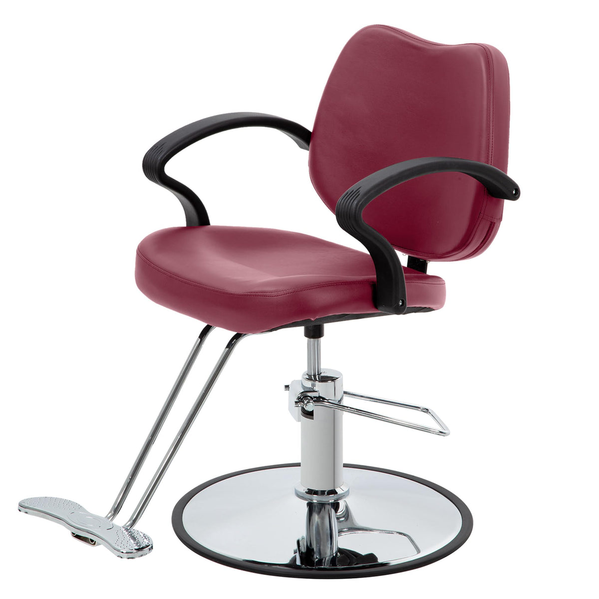 Paylesshere Burgundy Barber Chair - Heavy Duty Adjustable Hydraulic Styling Chair For Salon