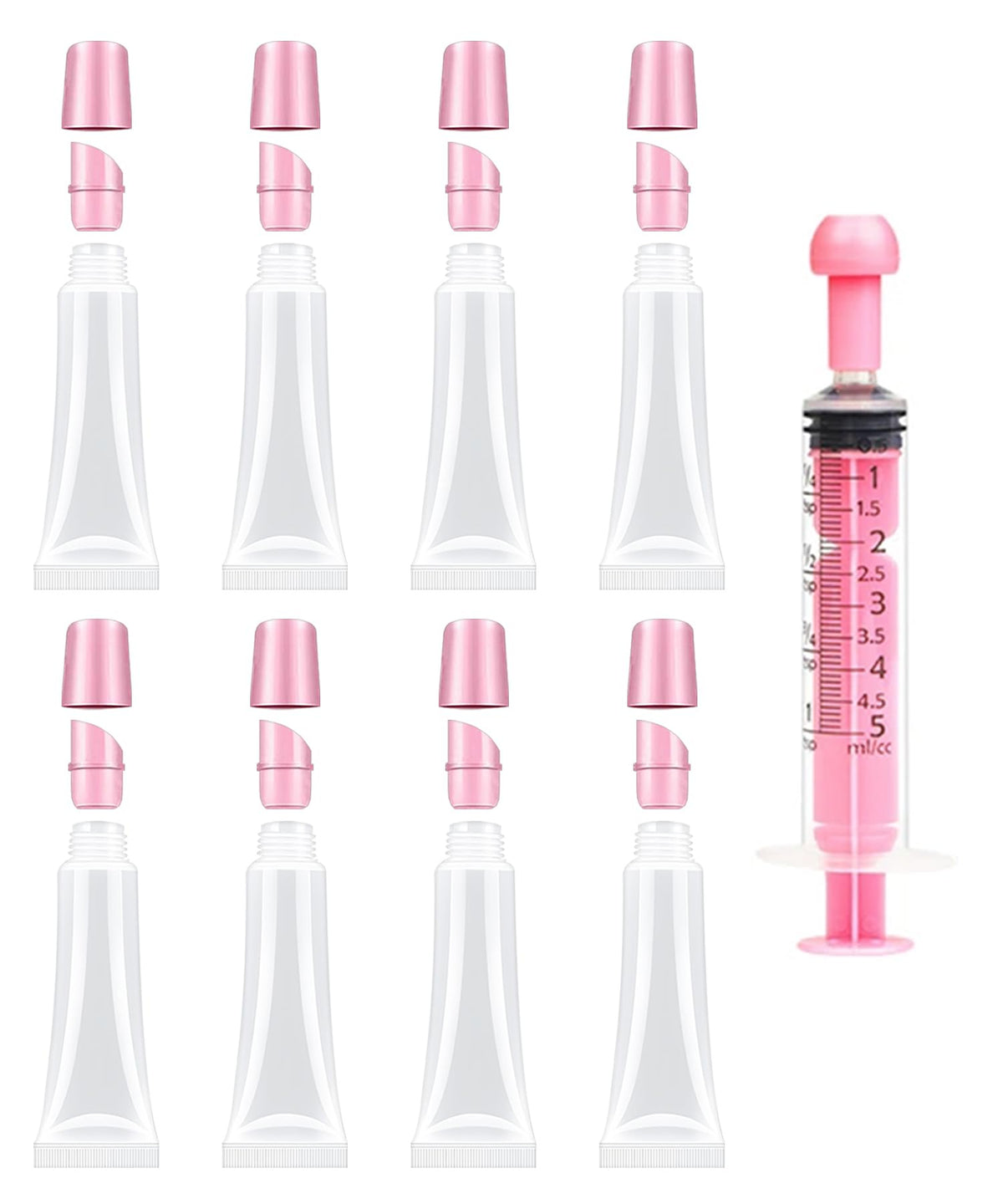 Uadbau 8Pcs Clear Lip Gloss Tubes 10Ml - Refillable Plastic Squeeze Bottles For Diy And Travel