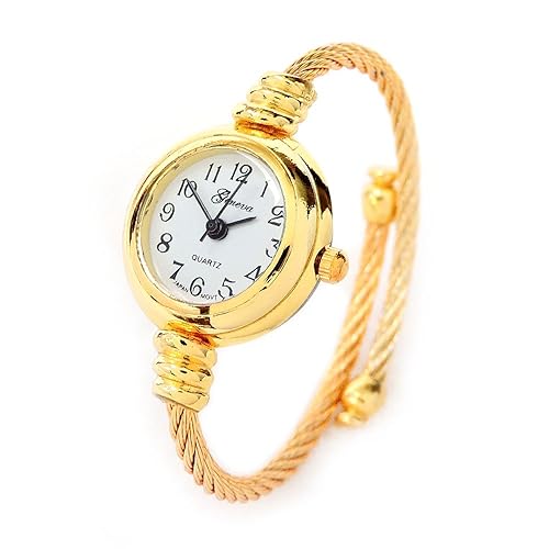 Gold Geneva Women'S Small Size Cable Band Bangle Watch