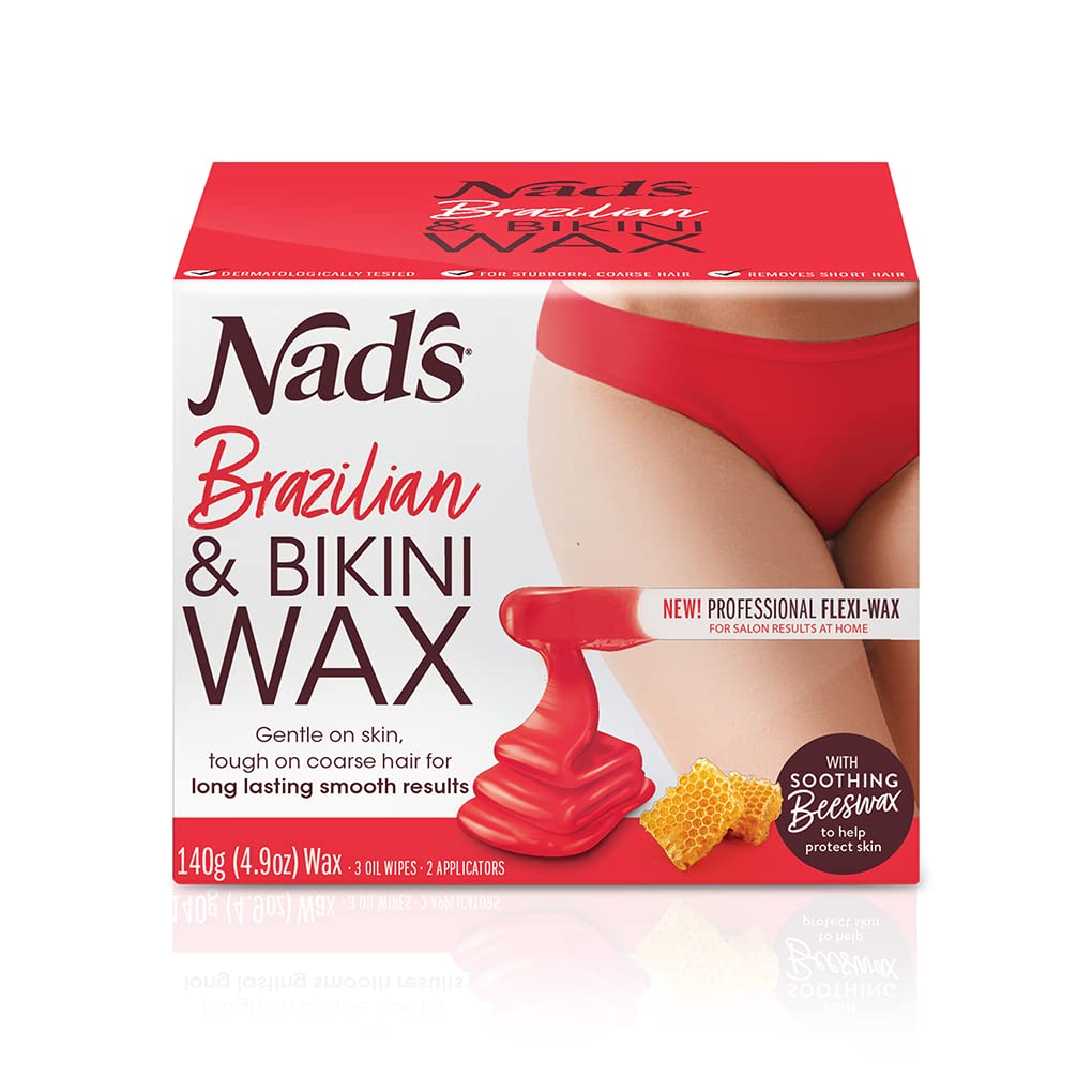 Nad'S Brazilian & Bikini Wax Kit For Coarse Hair - At Home Waxing With Calming Oil Wipes