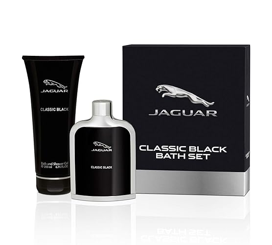 Jaguar Classic Black Men's Gift Set - 3.4oz EDT Spray & 6.7oz Bath Gel - 2 Pc Luxury Fragrance Collection