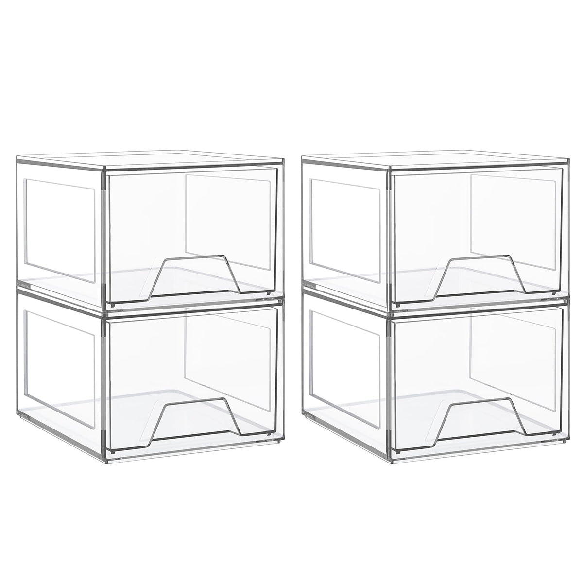 Amaoot 4 Pack Clear Acrylic Stackable Makeup Organizer For Bathroom, Vanity, And Cabinet Storage