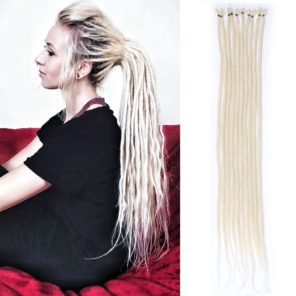 Kraler 22&quot; Blonde Dreadlocks Extensions - 0.6Cm Synthetic Crochet Hair (10 Strands)