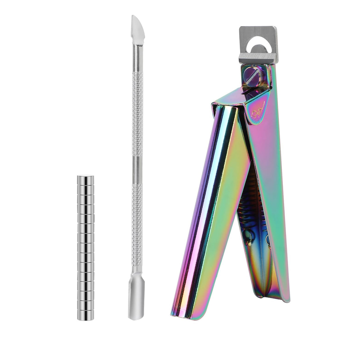 Rhinocats Rainbow Acrylic False Nail Clippers With Magnets, Stainless Steel Nail Tip Cutter Set