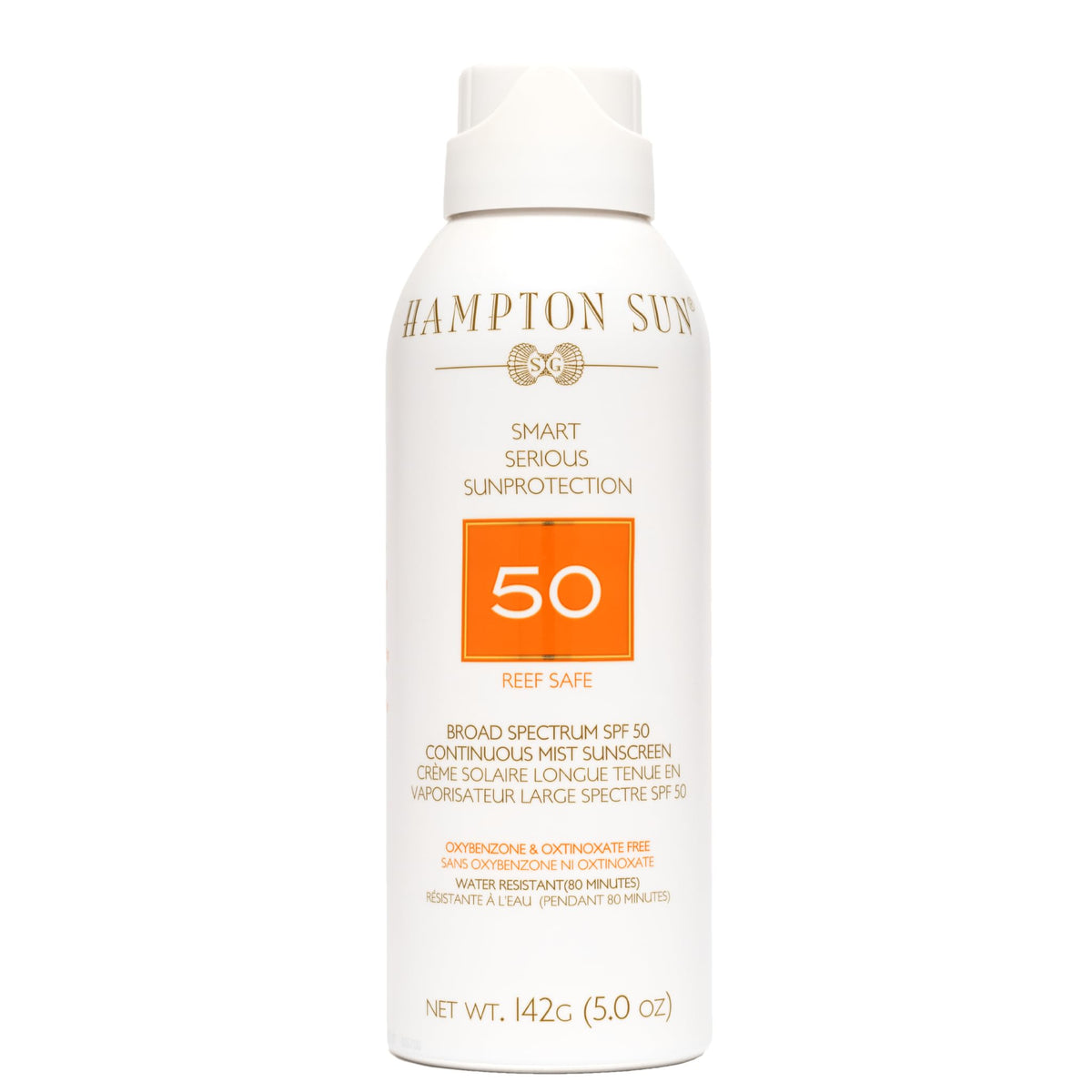 Hampton Sun SPF 50 Continuous Mist Sunscreen, 5 oz - Clear Spray for Ultimate Sun Protection