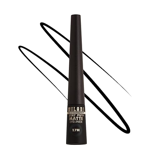 Milani Stay Put Matte Liquid Eyeliner - Black, Waterproof, Smudgeproof, 17H Wear, Vegan