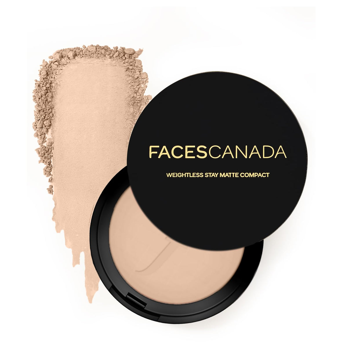 Facescanada Weightless Matte Compact Powder - Ivory, Non-Oily, Lightweight, Sun Protection, 0.32 Oz