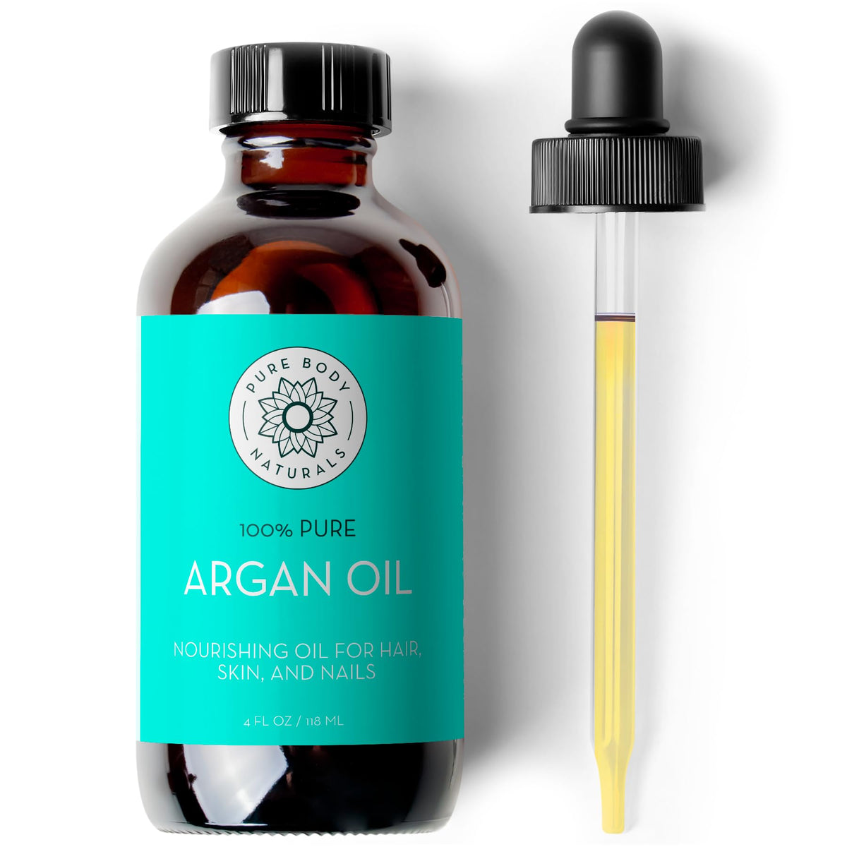 Pure Body Naturals Argan Oil For Skin & Hair, 4 Fl Oz - Cold Pressed Pure Oil, Moisturizing