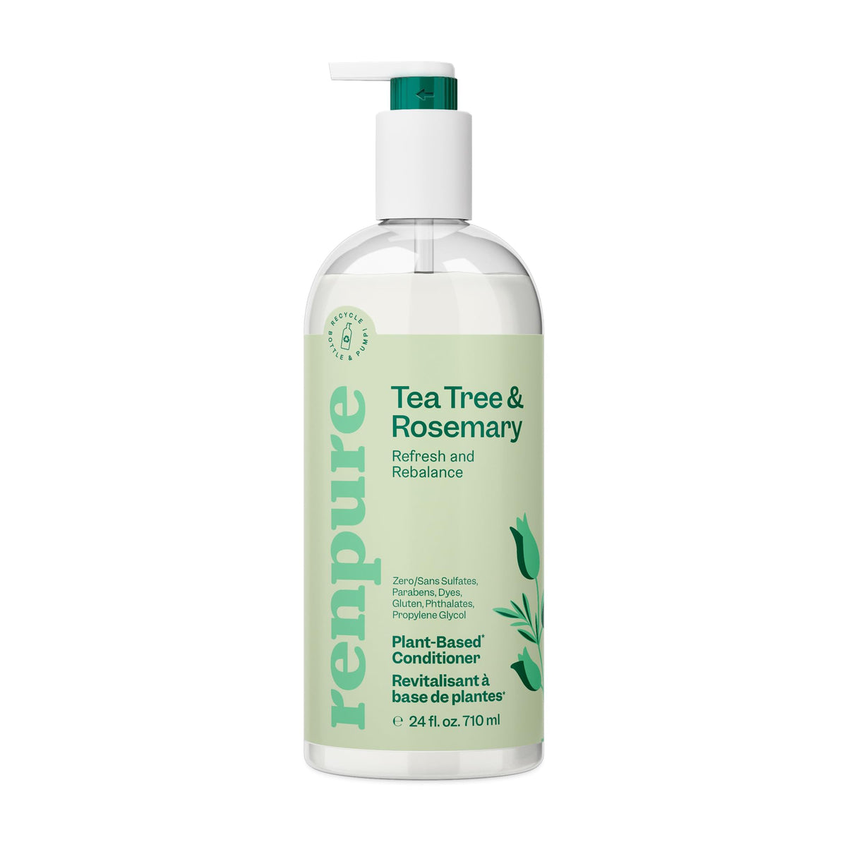 Renpure Tea Tree & Rosemary Conditioner - Soothes Dry Scalp, Moisturizes & Shines - 24 Fl Oz