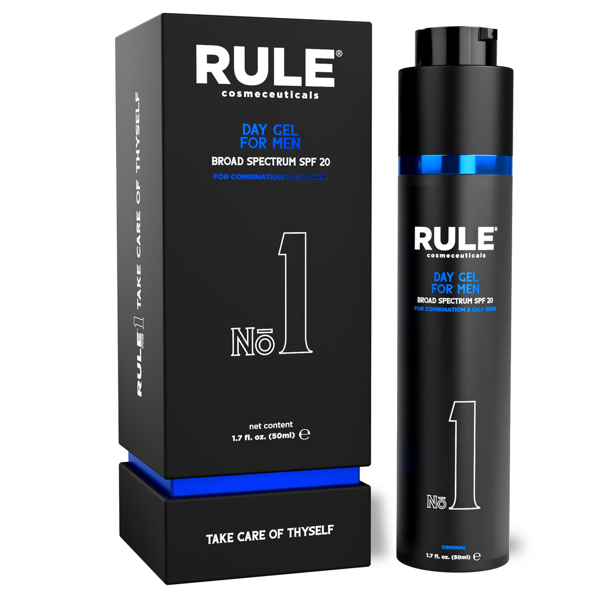 Rule Cosmeceuticals No. 1 Day Gel Moisturizer Spf 20 For Men, 50 Ml, Dry