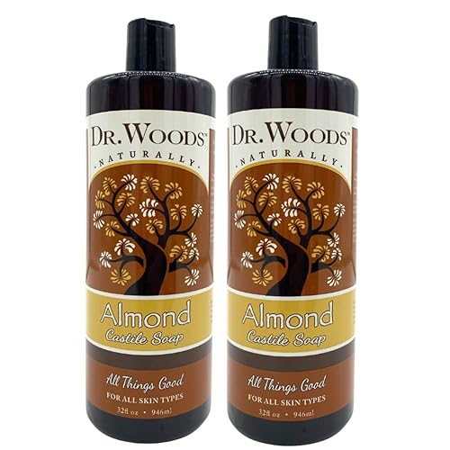 Dr. Woods Pure Almond Liquid Castile Soap, 32 Fl Oz (Pack Of 2) - Natural Cleanser