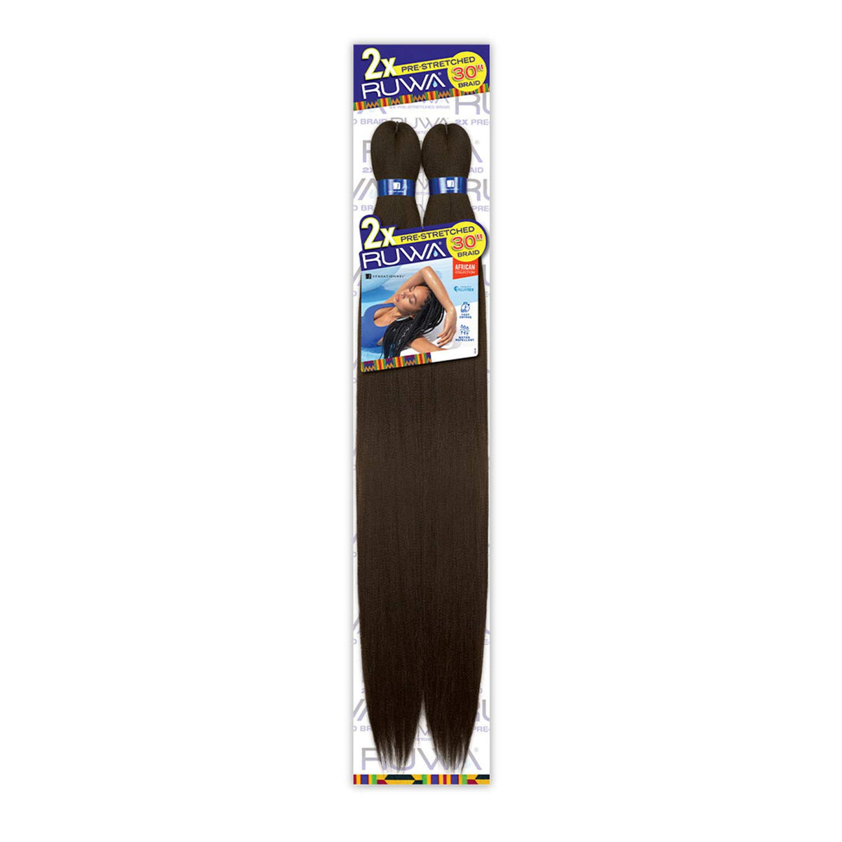 Sensationnel 2X Ruwa 30&quot; Pre-Stretched Yaki Braids - Water Repellent Kanekalon Synthetic Hair