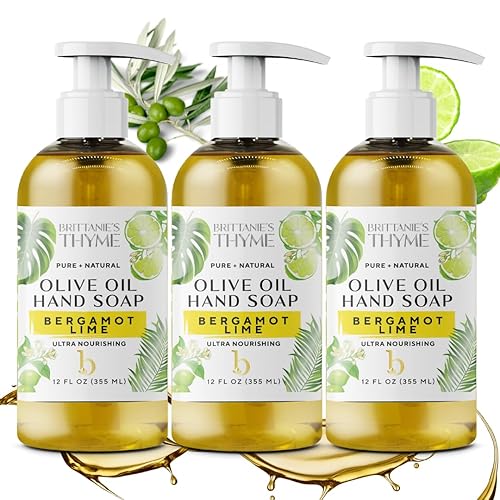 Brittanie'S Thyme Castile Olive Oil Hand Soap - 12 Oz, Pack Of 3 (Bergamot & Lime),