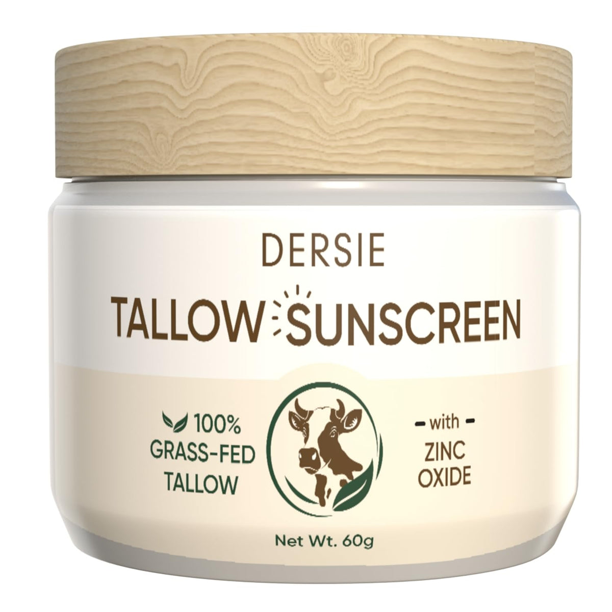 Dersie Beef Tallow Sunscreen With Zinc Oxide - Non-Greasy, Fresh Scent For Sensitive Skin, 2.