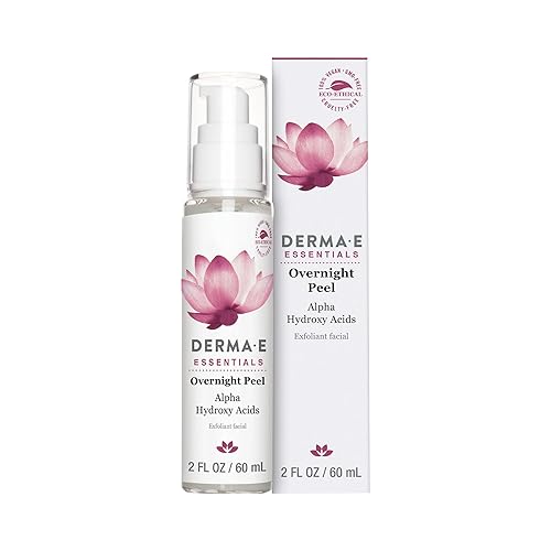 Derma E Essentials Overnight Peel - Vegan Aha Lactic Acid Exfoliant, 2 Fl Oz