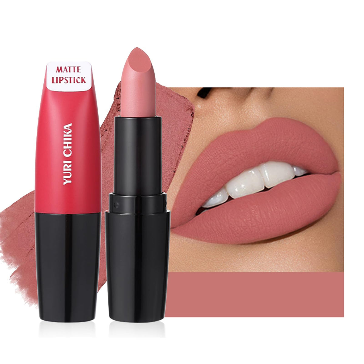 Dlzzrs Velvety Matte Lipstick, Waterproof, Long Lasting, Intense Colors, Rugby Tube Pink 0.13 Fl