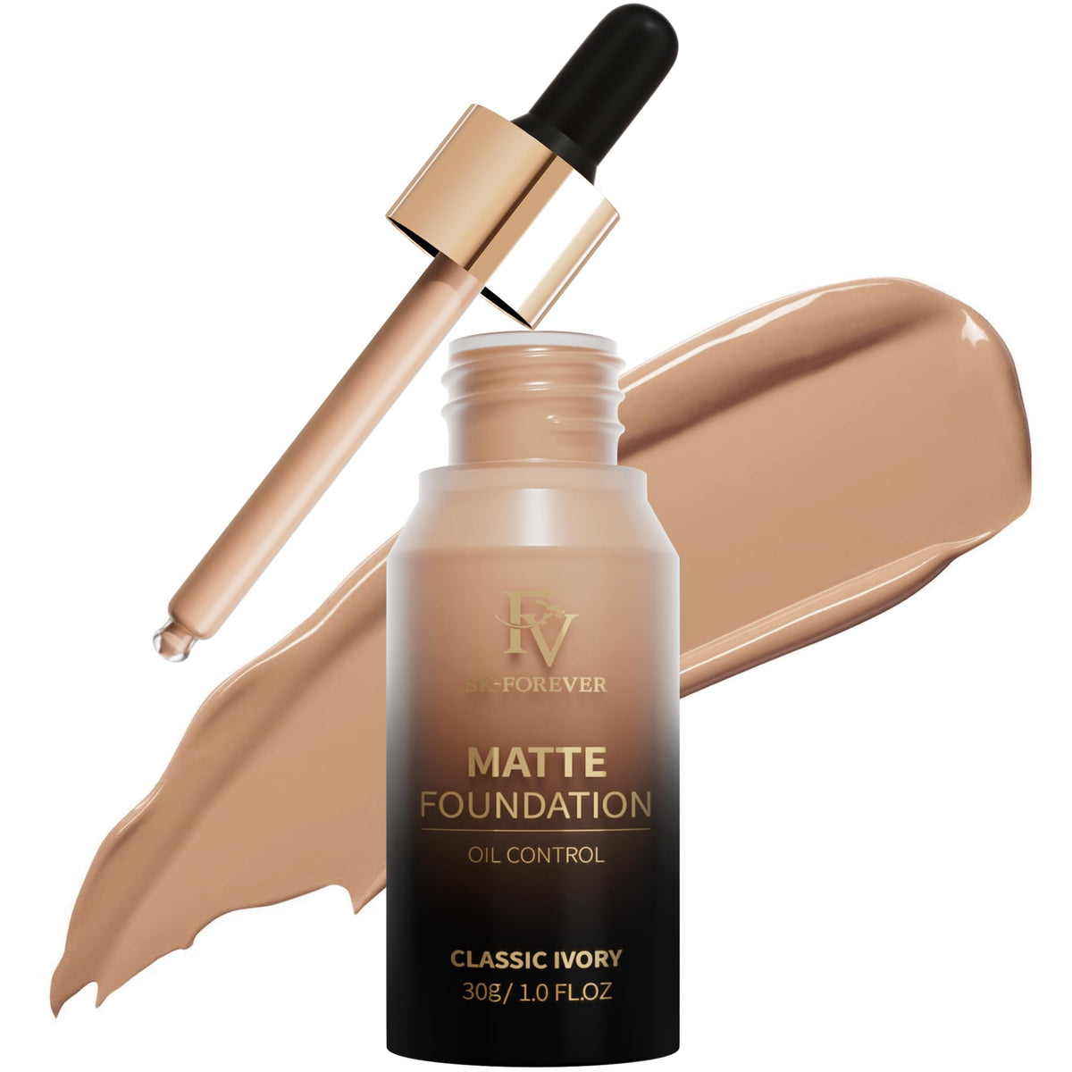 Fv Matte Liquid Foundation - Full Coverage, Waterproof, Oil Control, Classic Ivory, 1 Fl. Oz