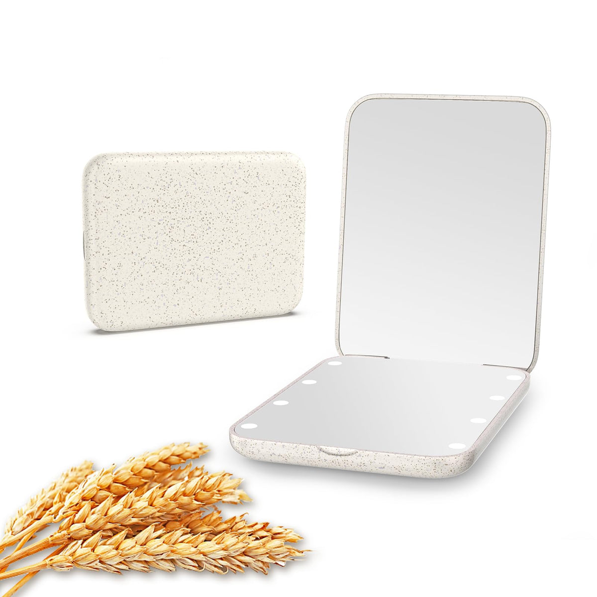 Kintion Wheat Straw Compact Mirror, Lighted 1X/3X Magnification, Portable Eco-Friendly Gift