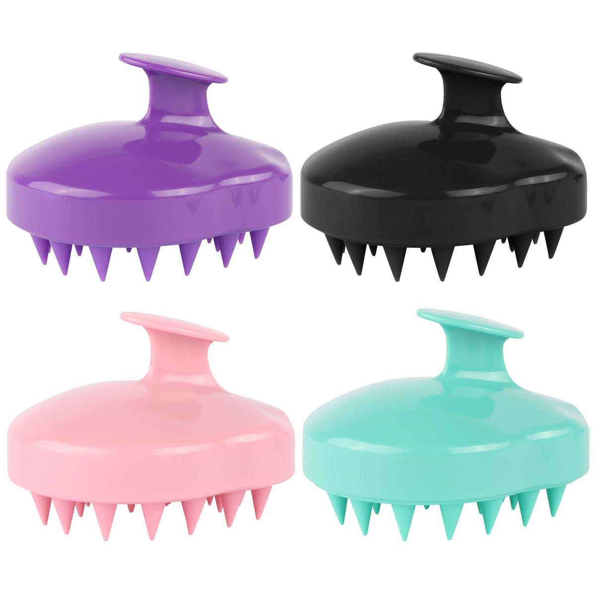 Btyms 4-Pack Silicone Hair Scalp Massager & Dandruff Brush For Men, Women & Pets - Multi Color