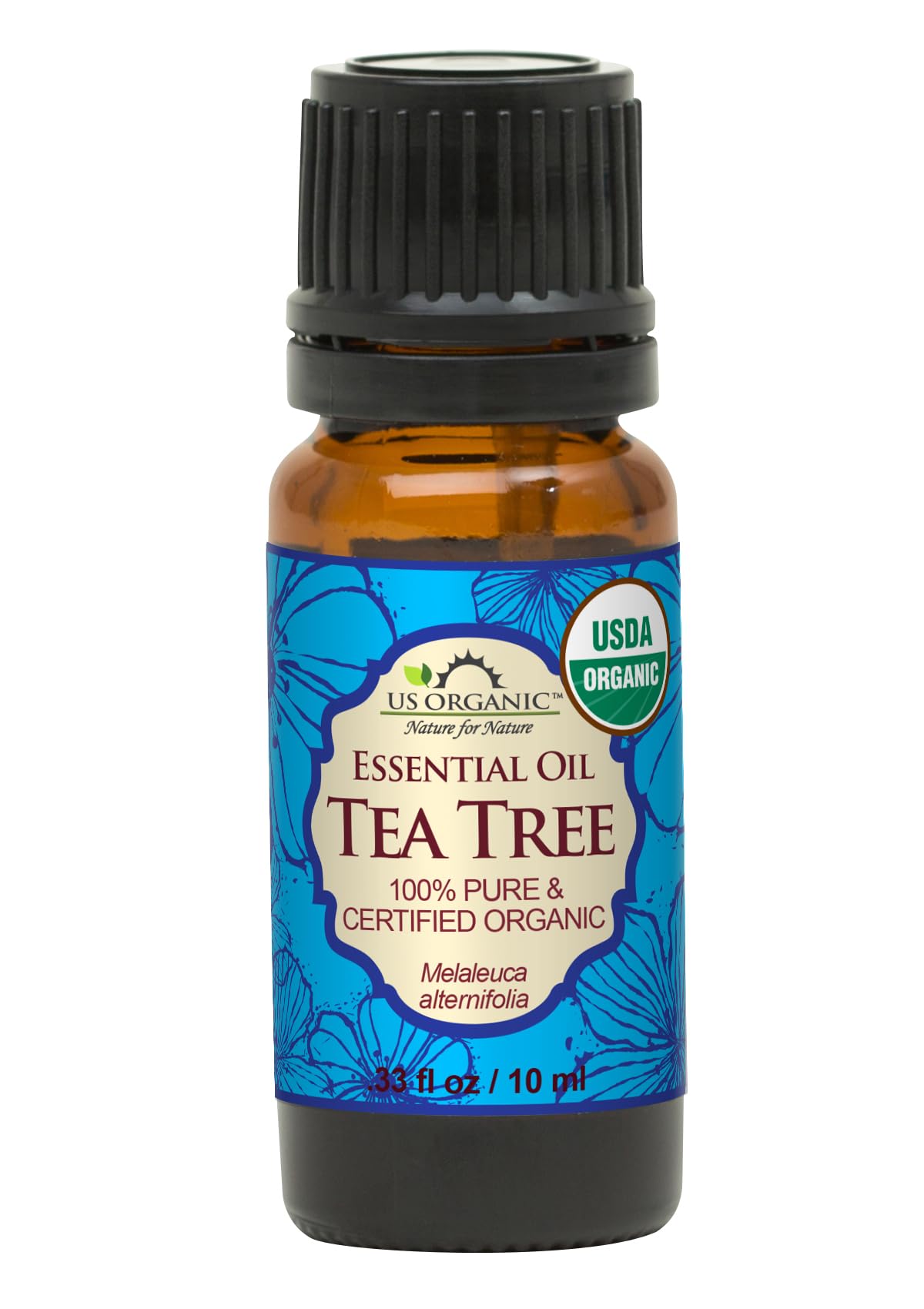 US Organic 100% Pure Tea Tree Essential Oil, USDA Certified, 10ml, Non-GMO, Steam Distilled