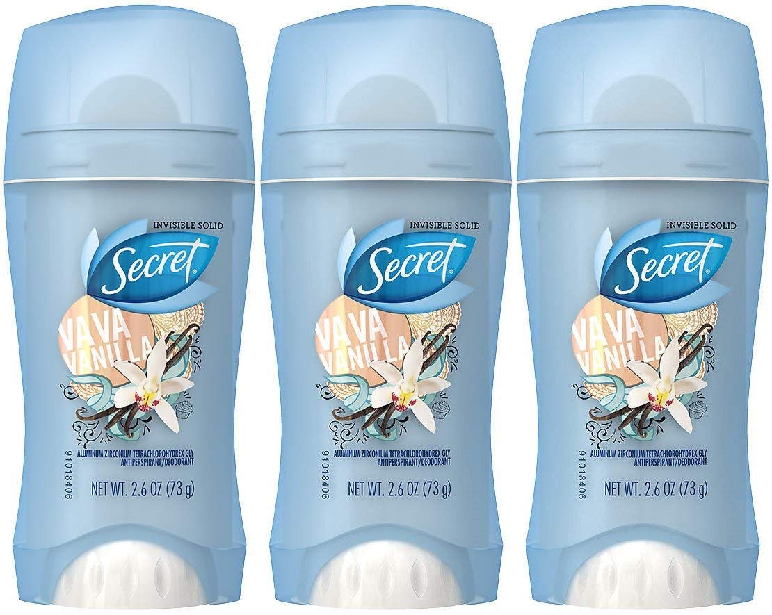 Secret Va Va Vanilla Invisible Solid Antiperspirant & Deodorant, 2.6 Oz, Pack Of 3