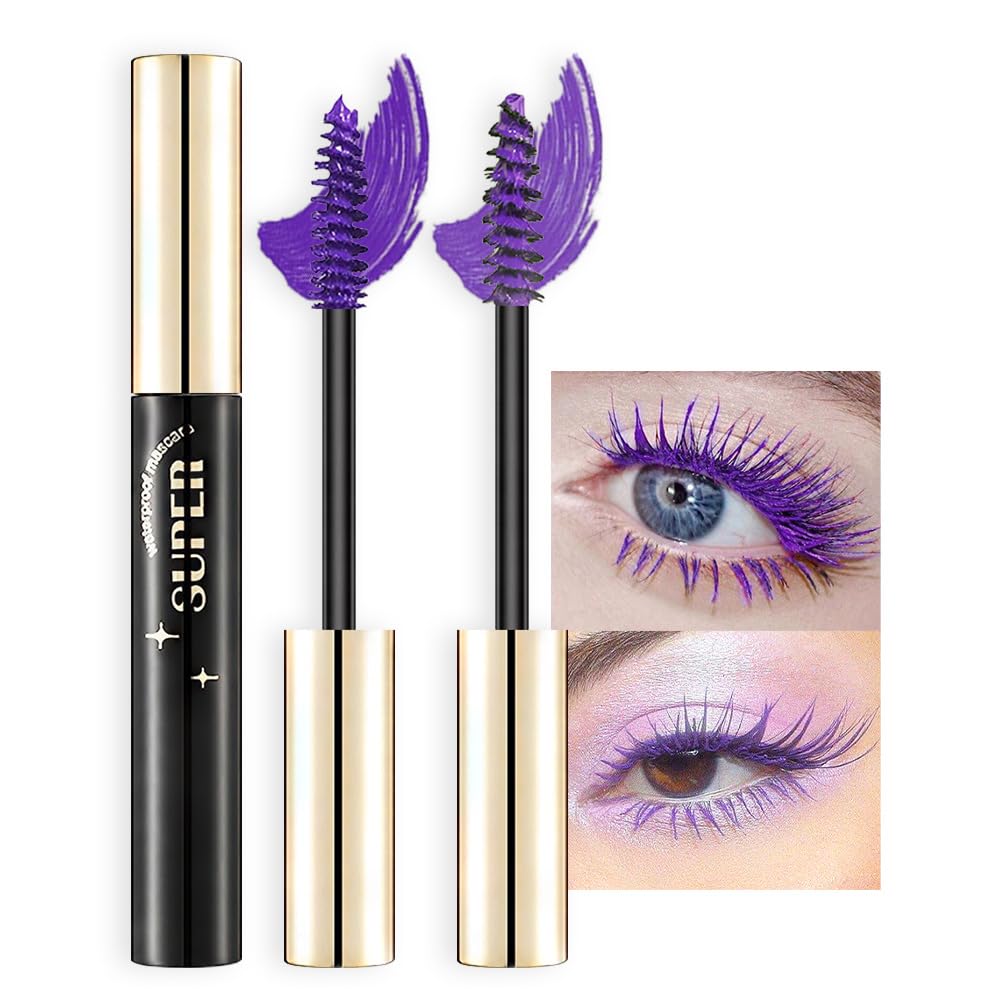 Bingbrush Colored Waterproof Mascara Set - 2 Pcs Purple, Long-Lasting Vegan Eye Makeup