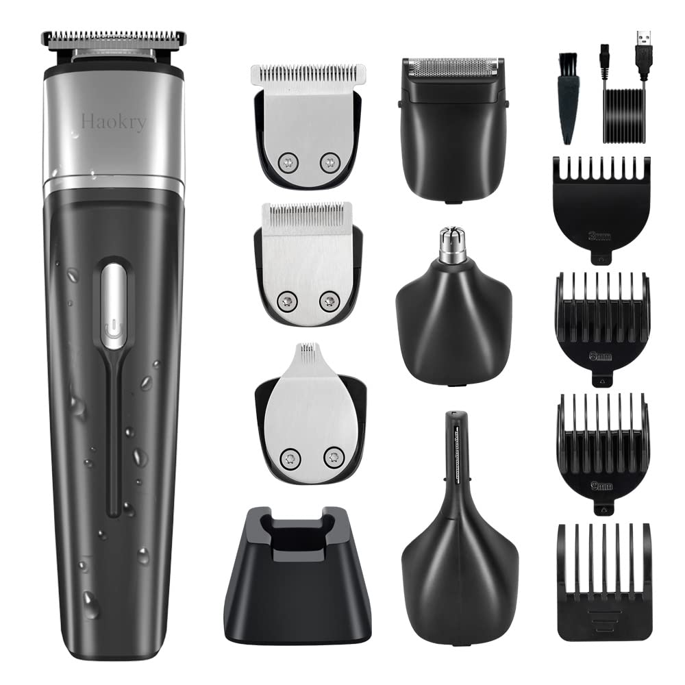 Geegvv 6-In-1 Waterproof Beard Trimmer & Hair Clippers For Men - Stainless Steel Grooming Kit