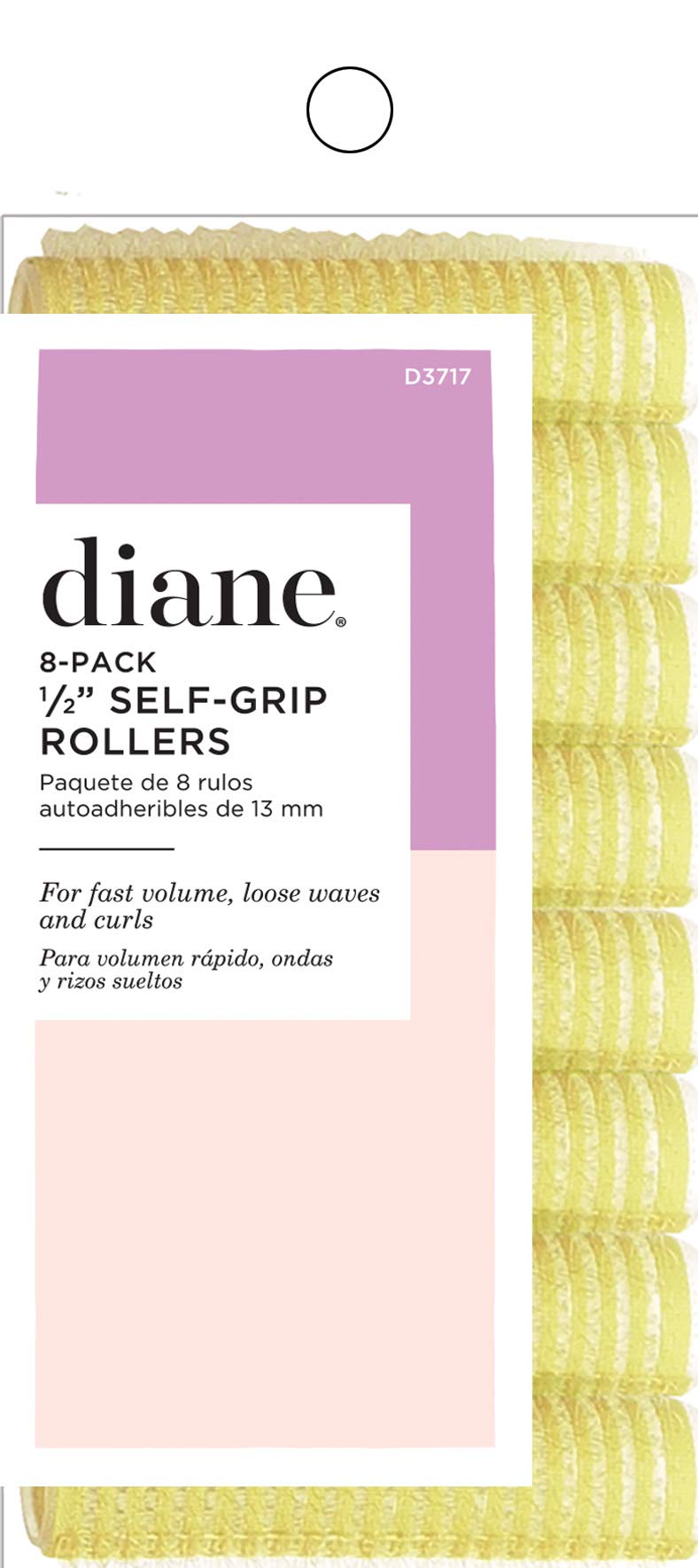 Diane Self Grip Rollers, Yellow - 8 Count Hair Styling Tool for Volume and Curl