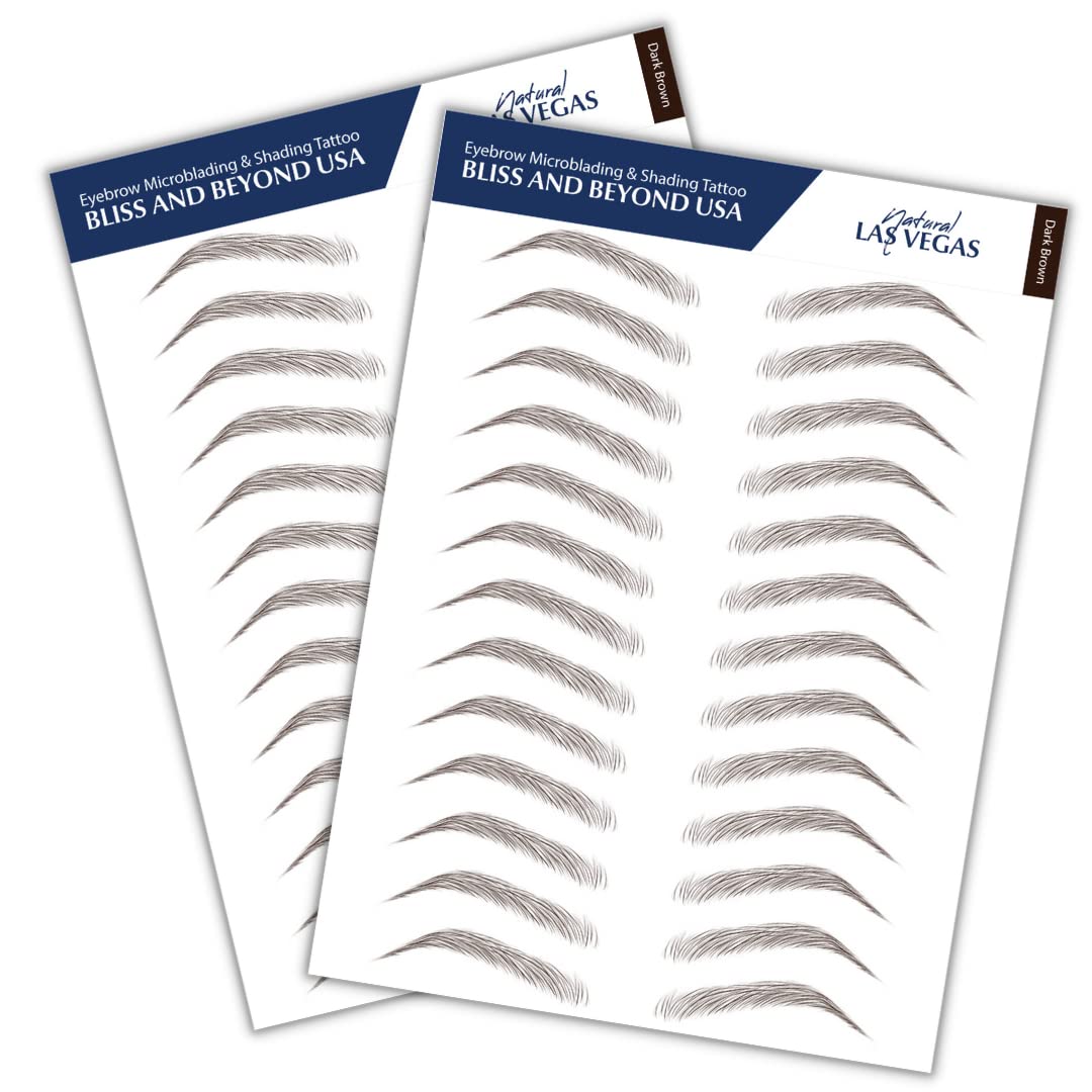 Bliss And Beyond Usa Dark Brown Eyebrow Tattoo Stickers For Alopecia & Cancer - Long Lasting, Natural Look