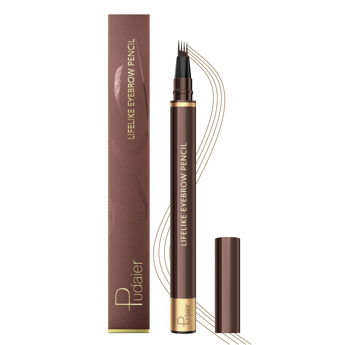 Zuk Microblading Eyebrow Pen - Waterproof Brown Pencil With 4 Fork Tip For Natural Hair-Like Strokes