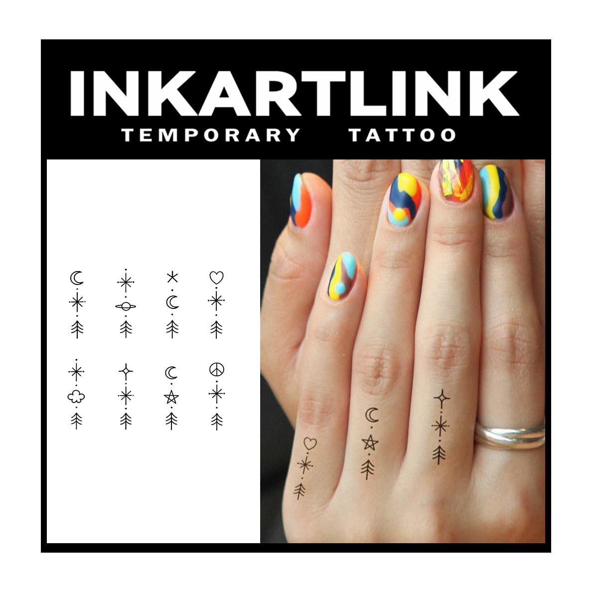 Inkartlink Semi-Permanent Tattoo - 2 Sheets, Waterproof, Realistic Minimalist Design, Lasts 1-2 Weeks