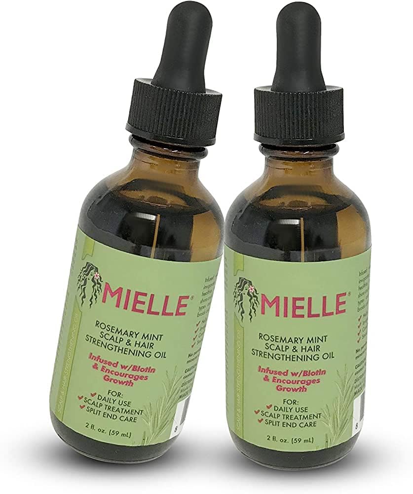 Mielle Organics Rosemary Mint Hair Growth Oil 2oz, Biotin Infused, Pack of 2, Scalp Relief