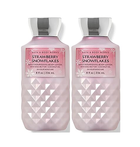 Bath & Body Works Strawberry & Snowflakes Body Lotion Set - 2 Pack, 8 Fl Oz Each