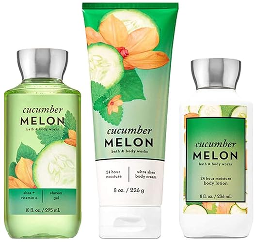 Bath & Body Works Cucumber Melon Gift Set - Body Cream, Shower Gel & Lotion, 3 Piece Set