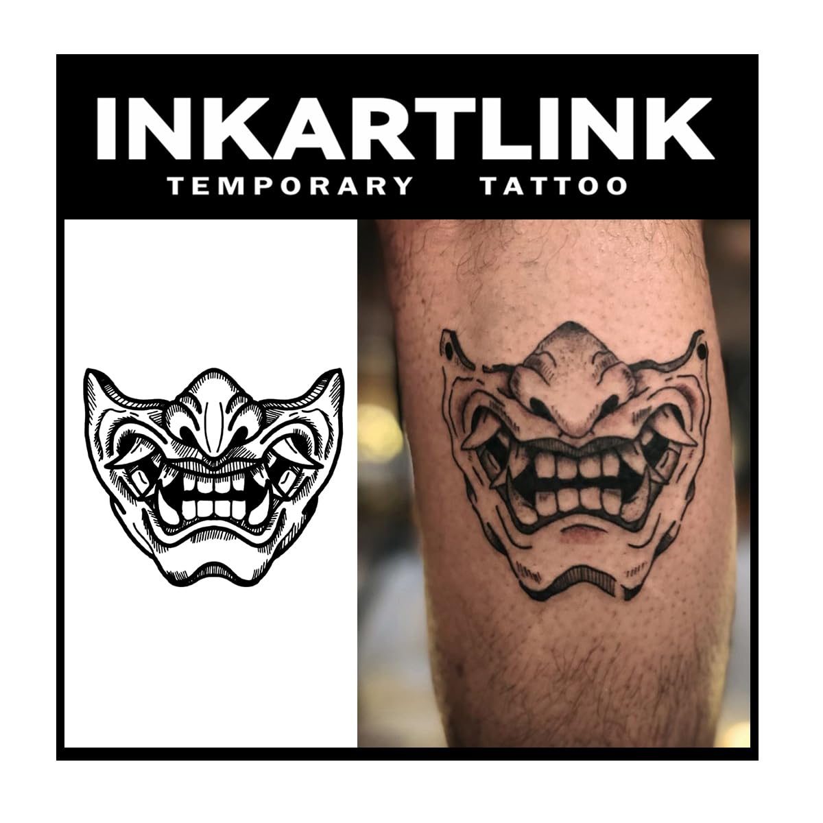 Inkartlink Medium Semi-Permanent Tattoo Sheets - Waterproof, Realistic Wisdom Mouth Design