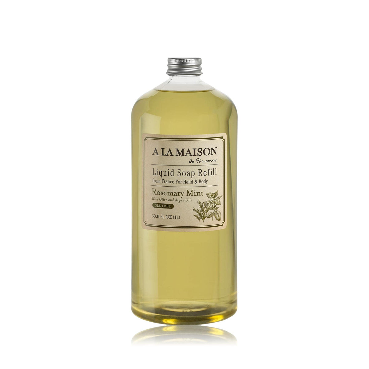 A La Maison Rosemary Mint Hand Wash Soap, 33.8 Fl Oz, Triple French Milled, Moisturizing