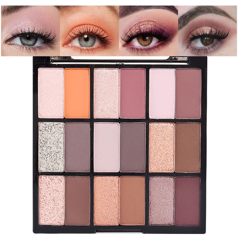 Cakaila 18-Color Black Gold Brown Eyeshadow Palette - Highly Pigmented Waterproof Matte Glam